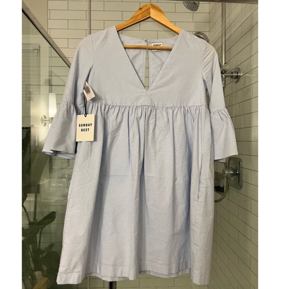 Aritzia Sunday Best Blue Bell Sleeve Dress XXS BNWT - Picture 4 of 10